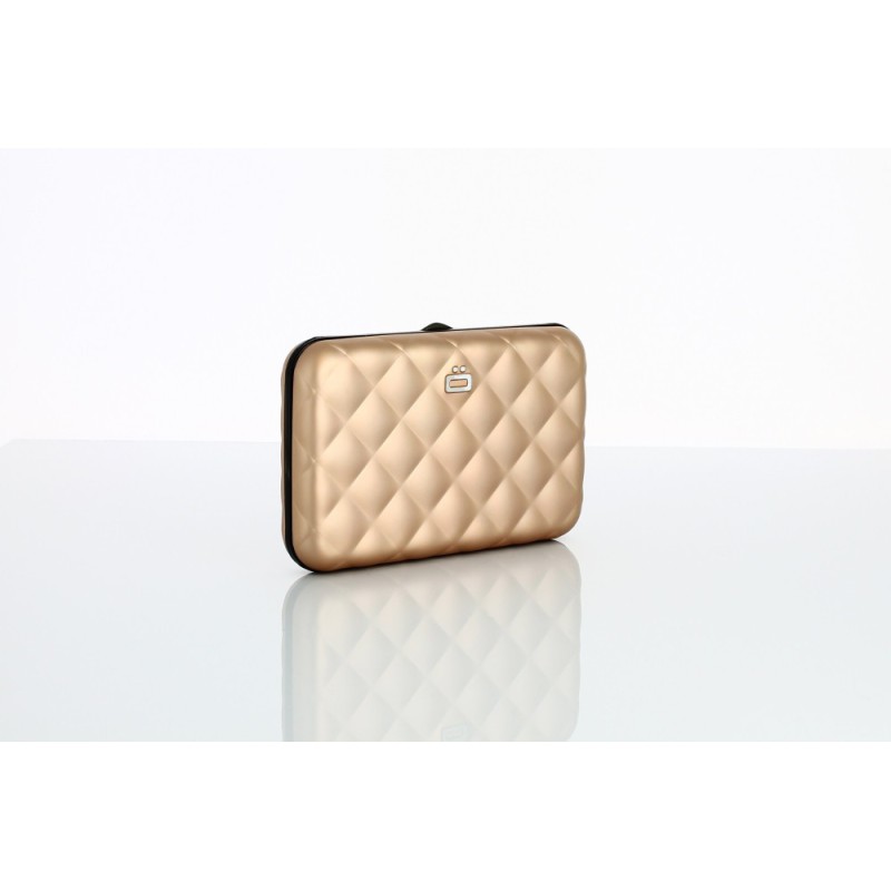 Porte cartes ÖGON DESIGNS Quilted Button Rose Gold - Maroquinerie Quey Charlieu