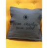 Coussin carré Coton Gris Galet  44 001 Sophie Janière - Maroquinerie Quey Charlieu