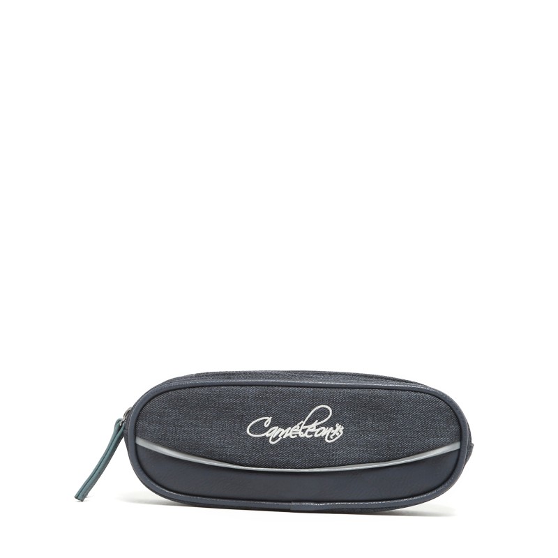 Trousse stylos Caméléon 2 compartiments Navy Strpes - maroquinerie Quey Charlieu